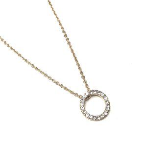 Cubic Zirconia Circle Pendant Necklace Gold Chain